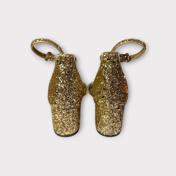 Unisa Women's Gold Glitter Block Heel Sandals Size 8M | Ankle Strap - Picture 2 of 5